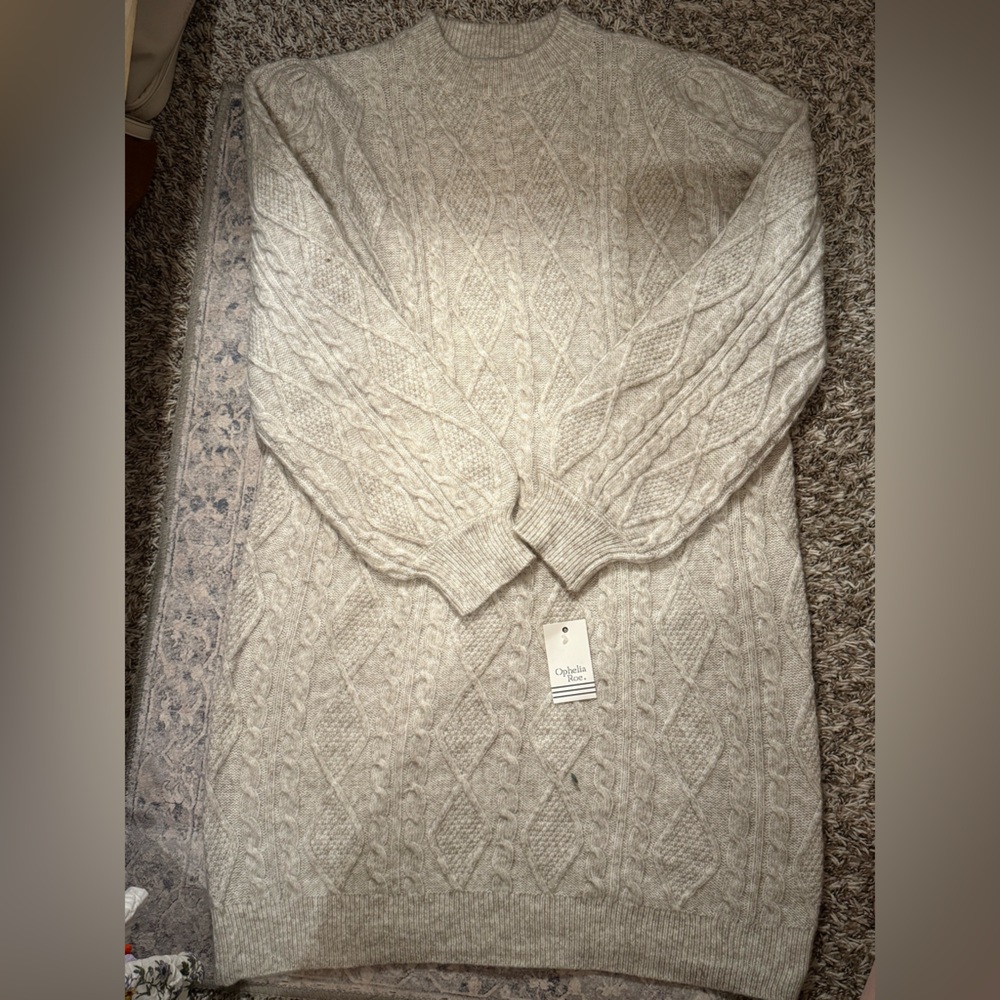 Cream Cable Knit Cowl Neck Sweater